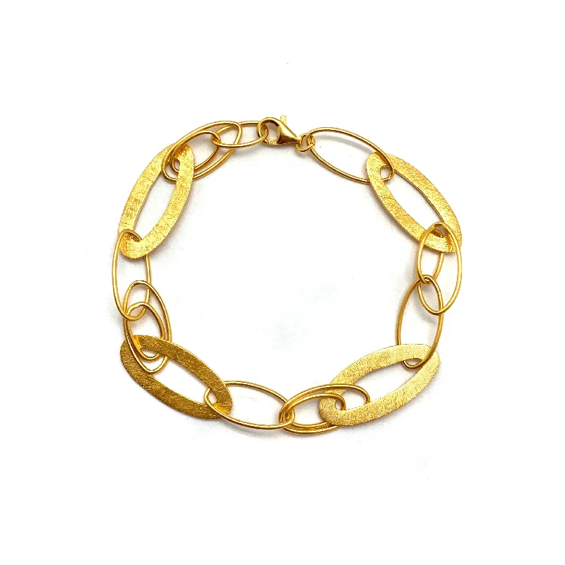 Ladies multi-color bangles-Gold Overlapping Link Bracelet