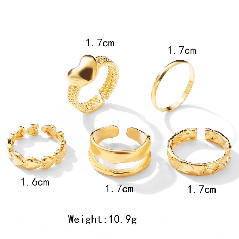 Ladies two-stone rings-Fashion Heart Shape Alloy Plating Rings