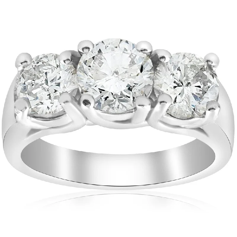 Ladies split-band engagement rings-Pompeii3 14k White Gold 3ct TDW Clarity Enhanced Diamond 3-Stone Engagement Ring