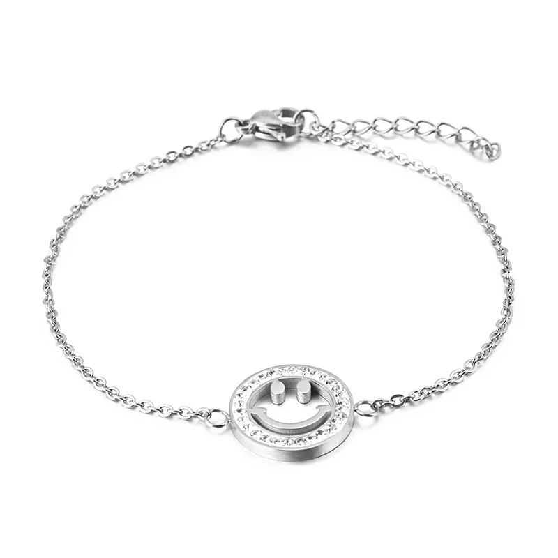 Ladies thick bangles-Simple Style Smiley Face Titanium Steel Plating Bracelets