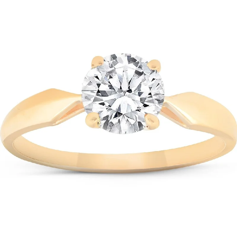 Ladies princess and round engagement rings-1 3/4 Ct TDW Solitaire Diamond Engagement Ring 14k Yellow Gold Enhanced