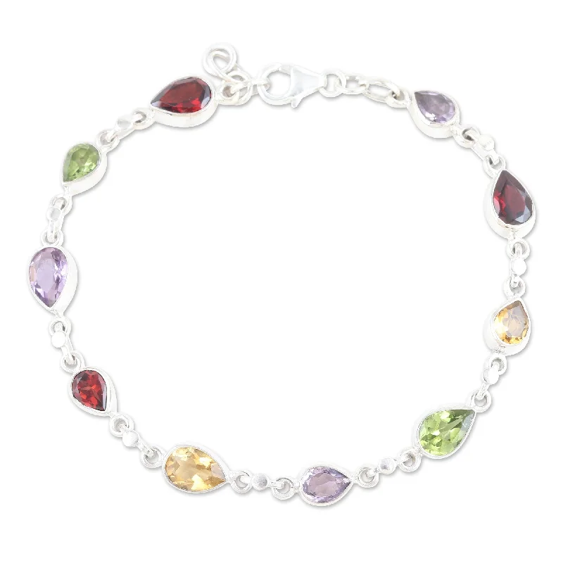 Ladies gemstone bracelets-Novica Handmade Intense Symphony Multi-Gemstone Link Bracelet