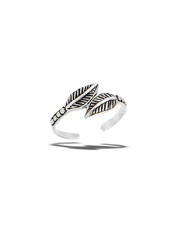 Ladies men’s style rings-Double Leaves Toe Ring