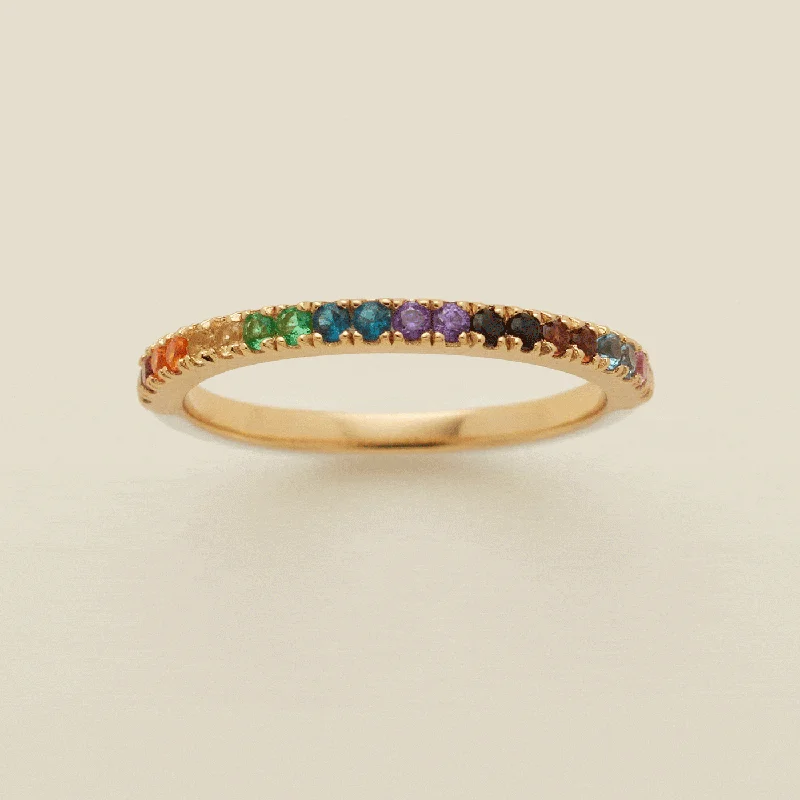 Ladies gemstone halo rings-Pride Ring