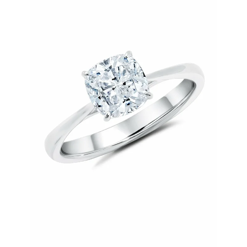 Ladies vintage diamond rings-CRISLU Cushion Cut Solitaire Ring