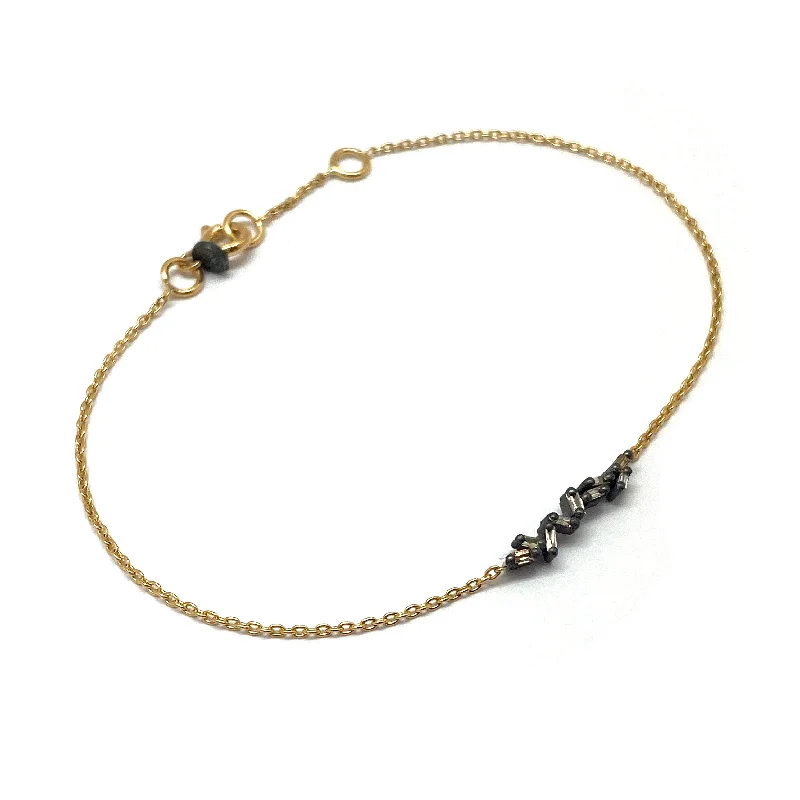 Ladies friendship bracelets-Black and Gold Diamond Bracelet