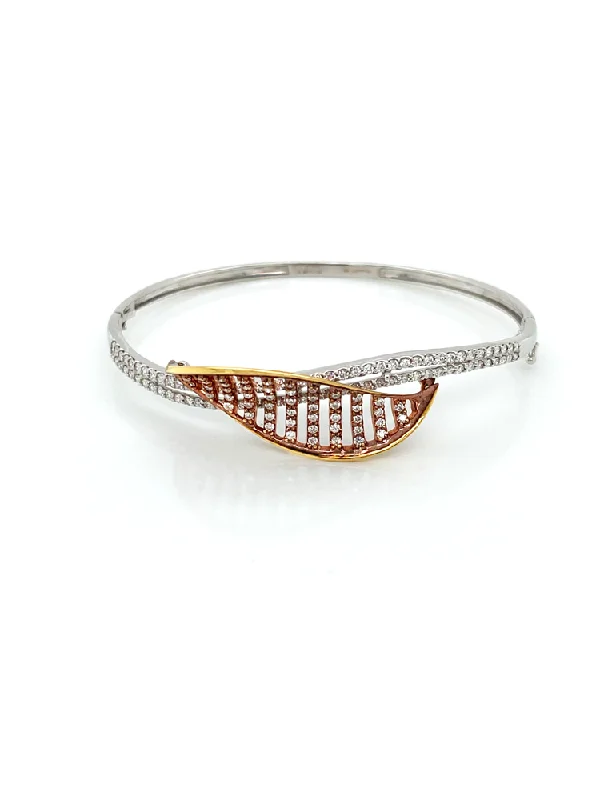 Ladies engraved bracelets-Diamond Bangle Bracelet 18 Karat