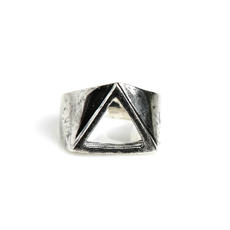 Ladies birthstone rings-Oxidized Trinity Ring