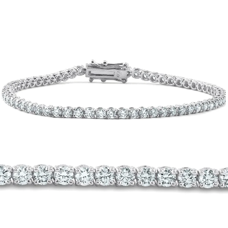 Ladies bangle bracelet sets-Certified 4 Carat (ctw) Real Diamond Tennis Bracelet White Gold 7"