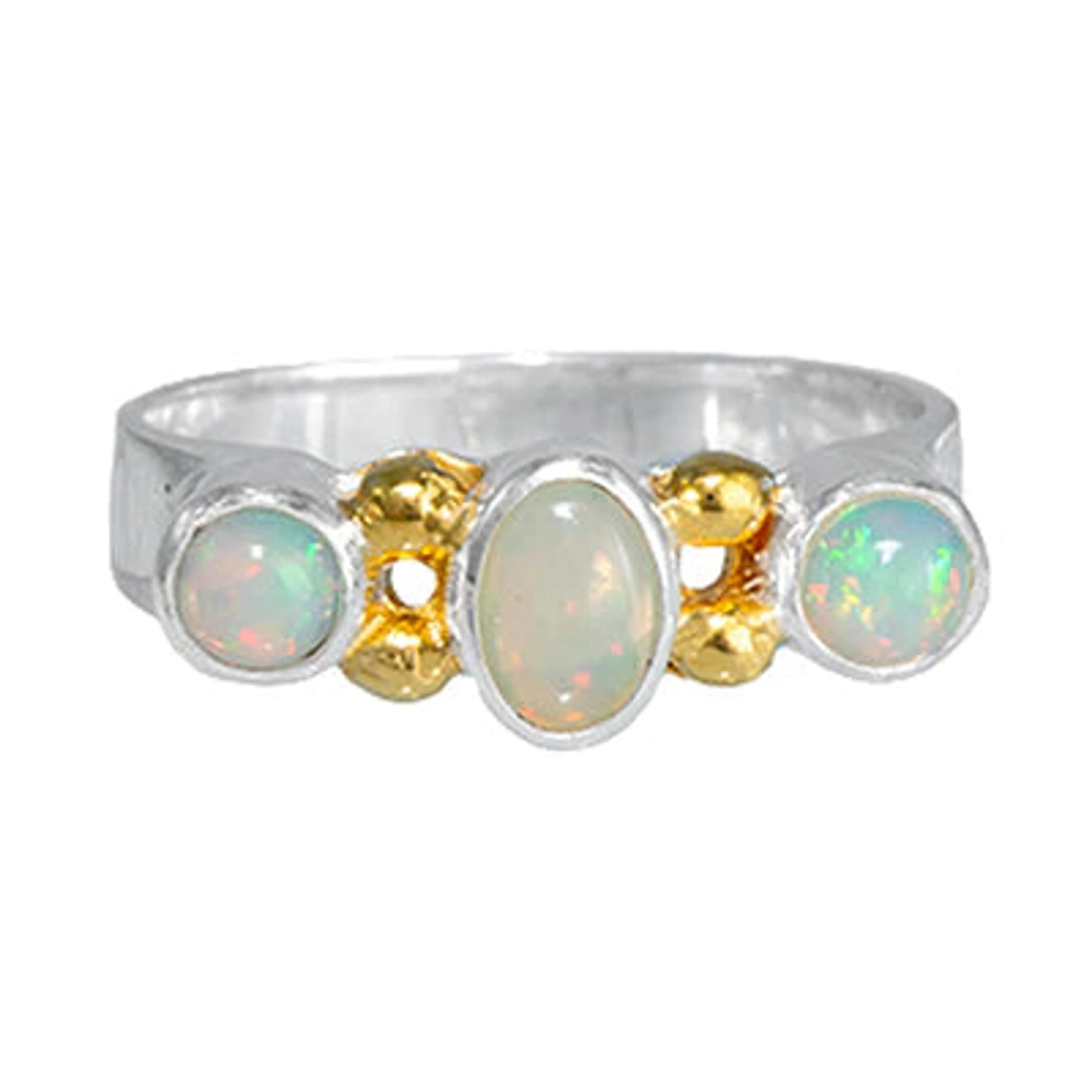 Ladies large stone rings-Michou  Sterling Silver + Ethiopian Opal Ring