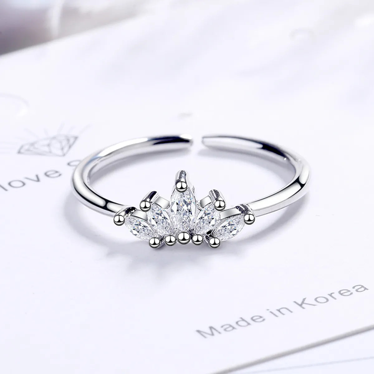 Ladies classic rings-Simple Style Crown Copper Inlay Zircon Open Rings