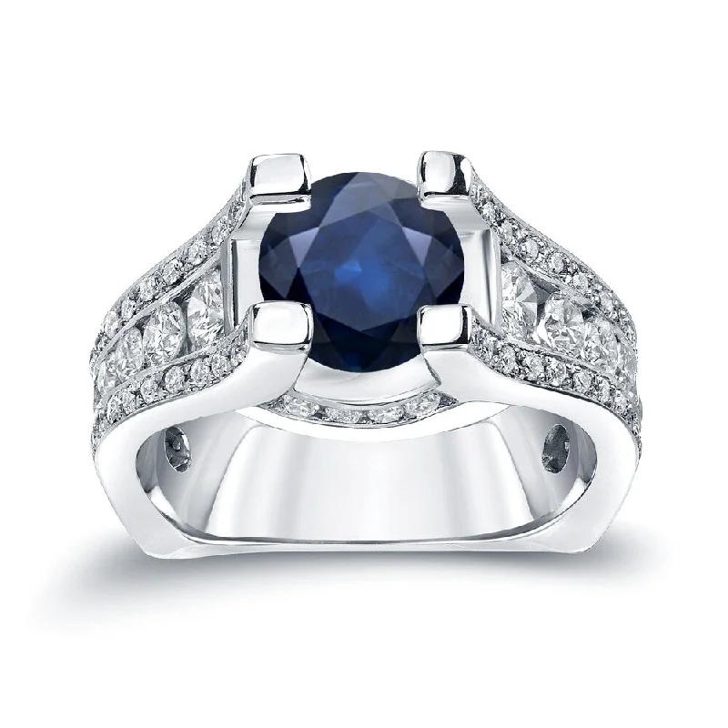 Ladies engagement rings with twisted diamonds-Auriya 14k Gold 2ct Unique Blue Sapphire and Diamond Engagement Ring 1 1/4ctw