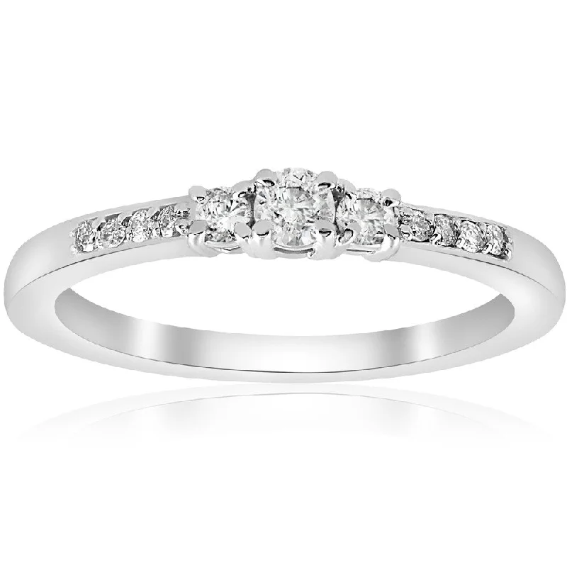 Ladies three-stone engagement rings-14K White Gold 1/4 ct TDW Diamond Three Stone Engagement Ring (J-K,I2-I3)