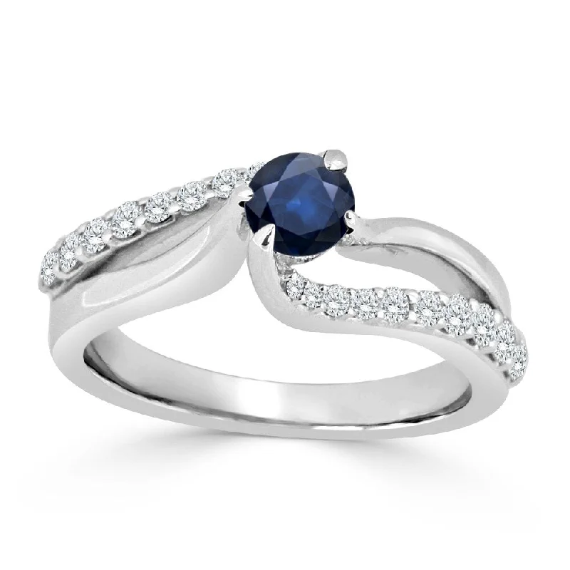 Ladies engagement rings with emerald stones-Auriya 14k Gold 1/4ct Blue Sapphire and Diamond Engagement Ring 1/2ctw