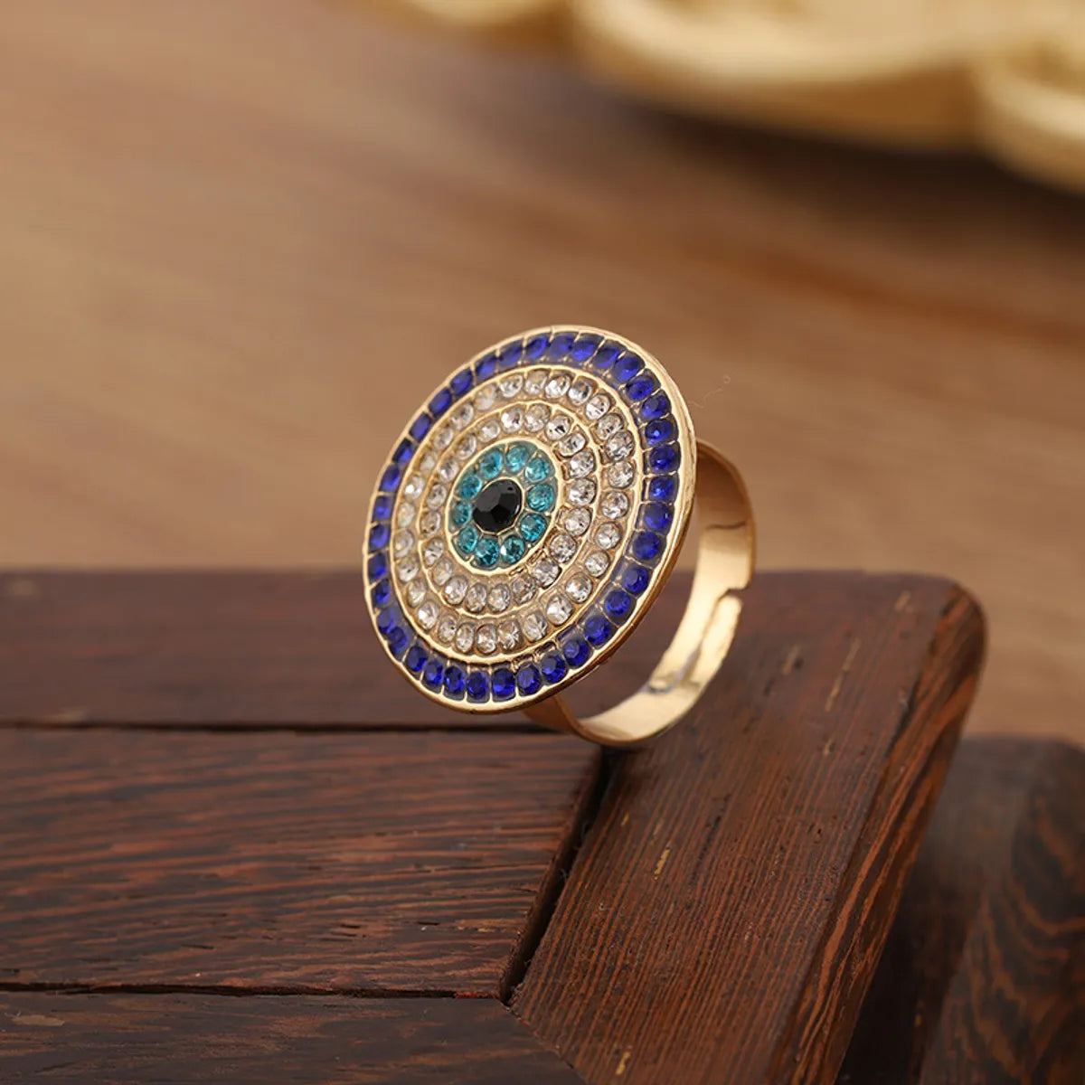 Ladies designer rings-Ins Style Retro Devil's Eye Alloy Plating Inlay Rhinestones Unisex Open Ring