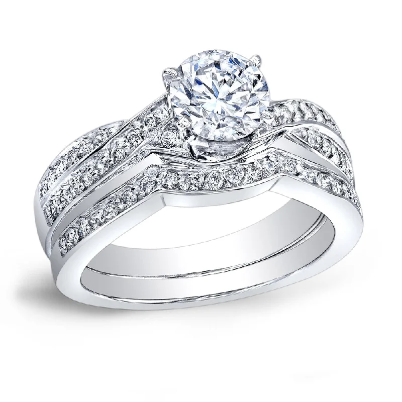 Ladies multi-stone engagement rings-Auriya Platinum 4/5ctw Twisted Round Diamond Engagement Ring Set