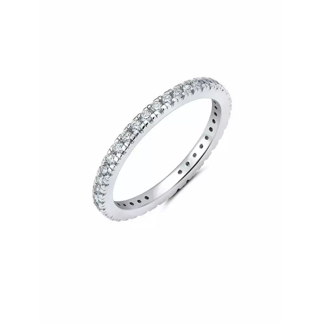 Ladies stackable engagement rings-CRISLU CLEAR CUBIC ZIRCONIA THIN STACK RING