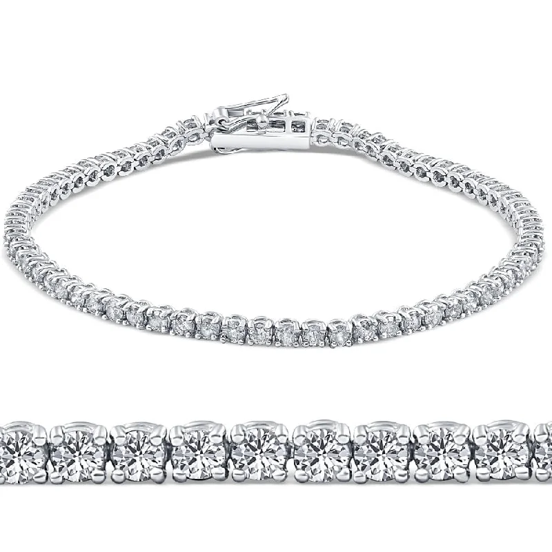 Ladies adjustable bracelets-2 1/2ct VS Diamond Tennis Bracelet White Gold 7" Double Lock Clasp