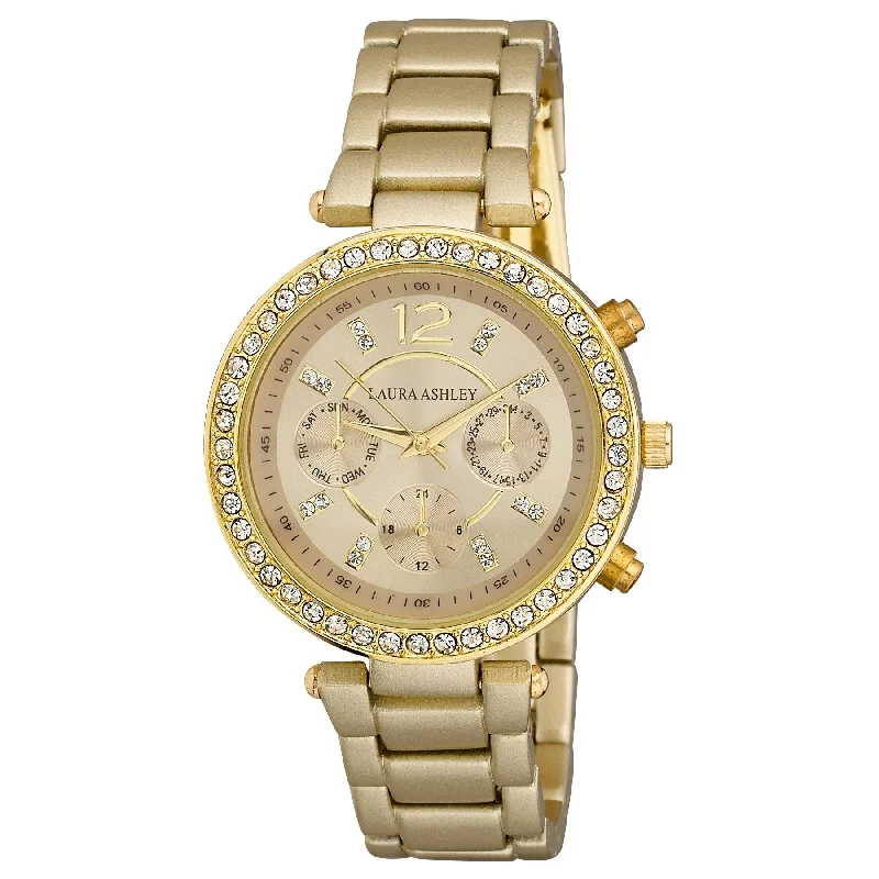 Ladies wrap bracelets-Laura Ashley Ladies Gold Faux Chrono Matte Bracelet Watch - One size - One size