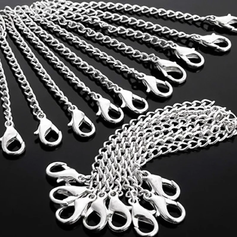 Ladies diamond tennis bracelets-20 Pcs Fashion Silver Plated Bracelet Necklace Extenders Chain Jewelry Findings