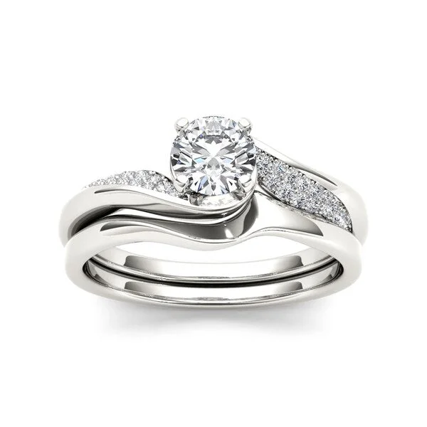 Ladies engagement rings with white sapphires-De Couer 14k White Gold 5/8ct TDW Classic Diamond Bypass Engagement Ring