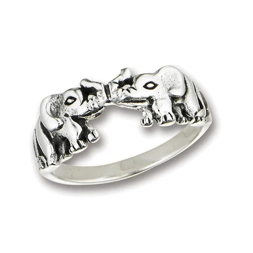 Ladies turquoise rings-Double Elephant Ring