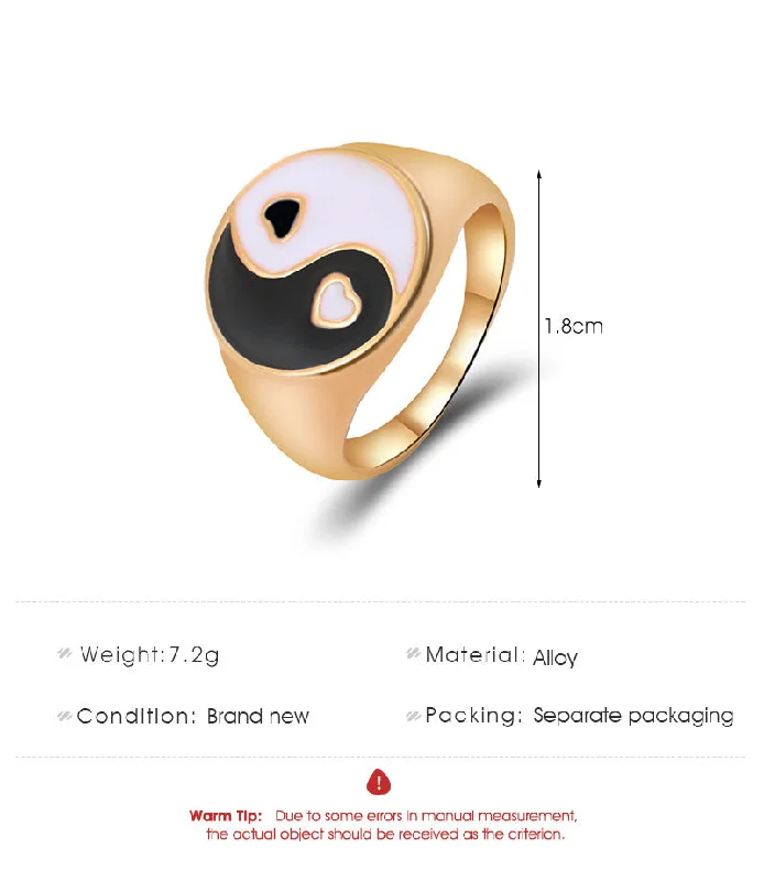 Ladies cubic zirconia rings-New Fashion Style Oil Drop Tai Chi Gossip Ring