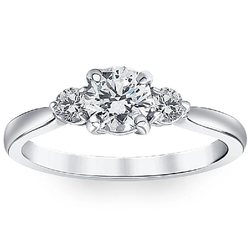 Ladies white gold engagement rings-1 1/4Ct Three Stone Diamond (3/4ct Center) Engagement Ring White or Yellow Gold