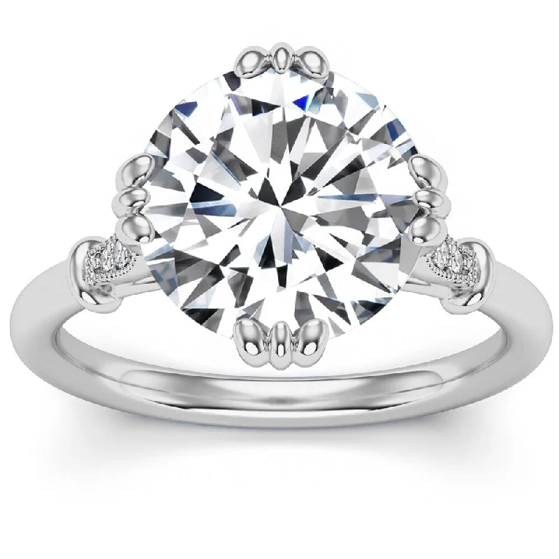 Ladies custom engagement rings with initials-Certified 6.10Ct Round Diamond Platinum Engagement Ring Lab Grown