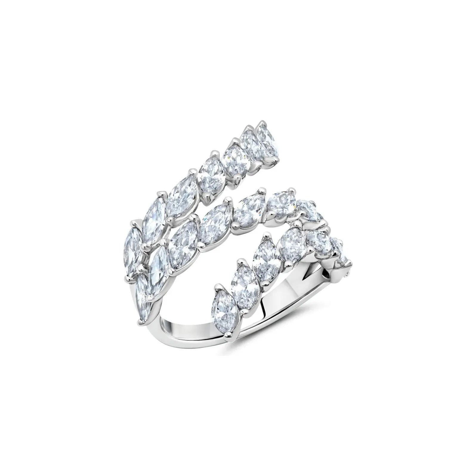 Ladies cocktail rings-CRISLU 3 Row Medium Loop Eternity Ring -Sterling Silver Platinum