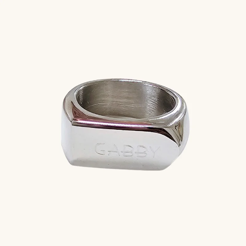 Ladies silver-plated rings-Men's Silver Personalized Ring