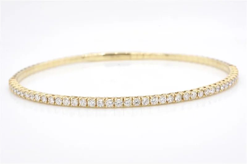 Ladies gemstone charm bracelets-14 Karat Yellow Gold Diamond Flexi Bangle Bracelet