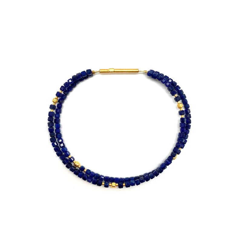 Ladies wrap bracelets-Lapis and Gold Bracelet