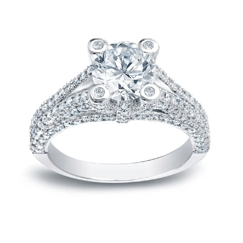 Ladies square diamond engagement rings-Auriya Unique 2ct TDW Round Diamond Engagement Ring 14k White Gold (H-I, SI1-SI2)