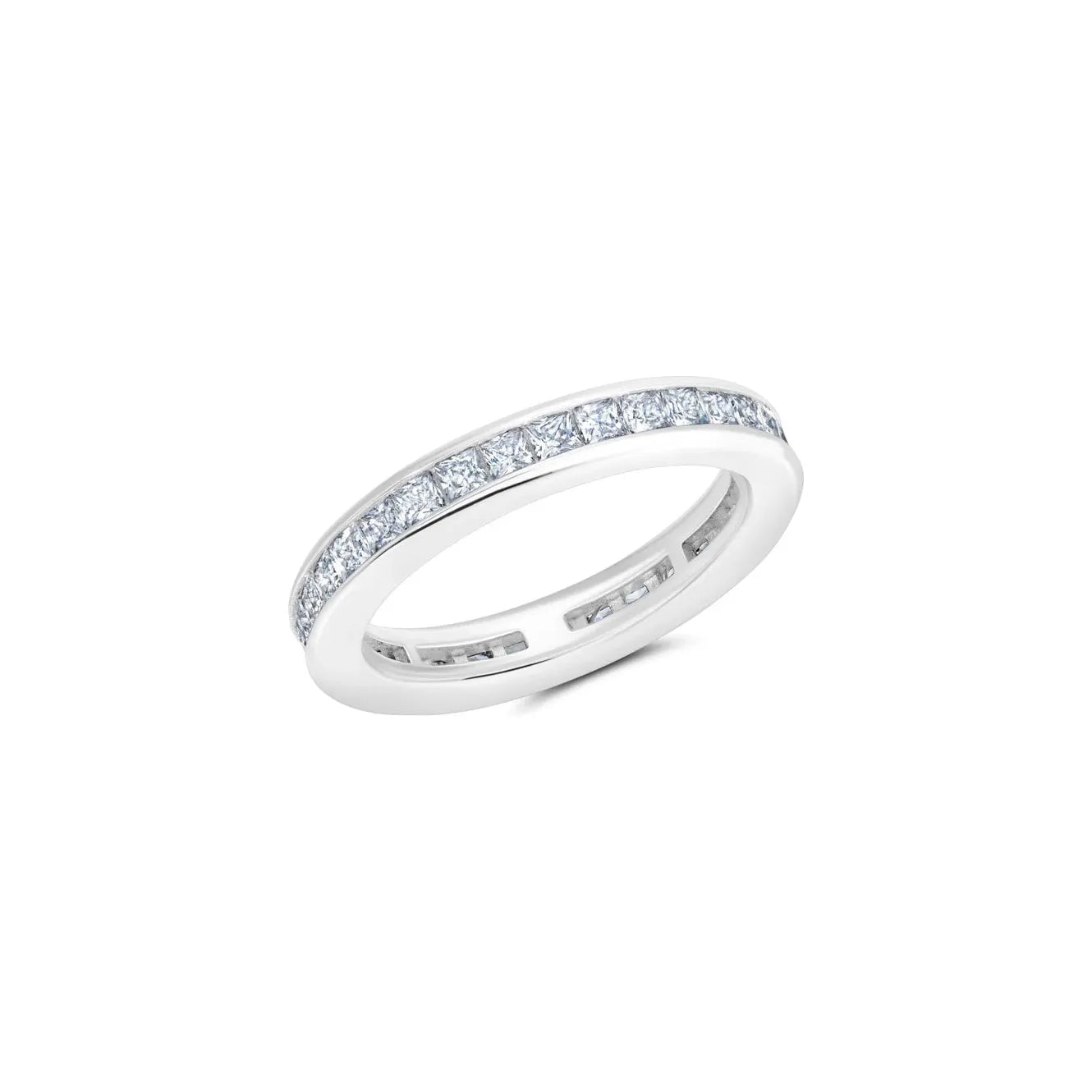 Ladies gold engagement rings-CRISLU  Square Princess Cut Channel Set Ring in Pure Platinum