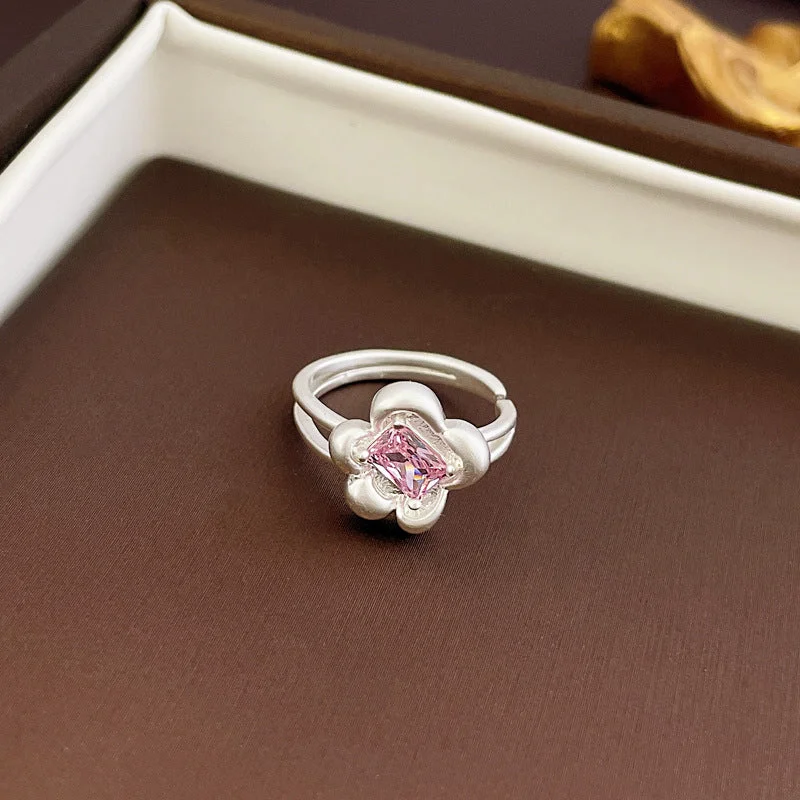 7# Ring-Pink Flower Double Ring