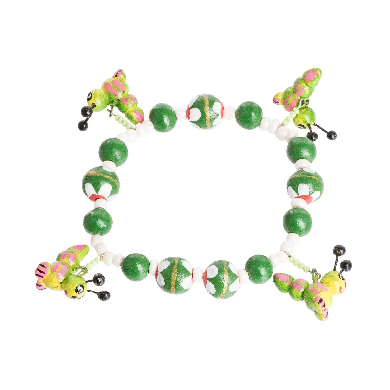 Ladies stackable bracelets-Novica Handmade Merry Caterpillars Ceramic Beaded Stretch Bracelet