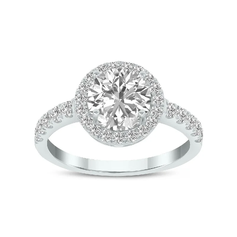 Ladies multi-stone engagement rings-Marquee 2 Carat TW Round Lab Grown Diamond Engagement Ring in 14K White Gold