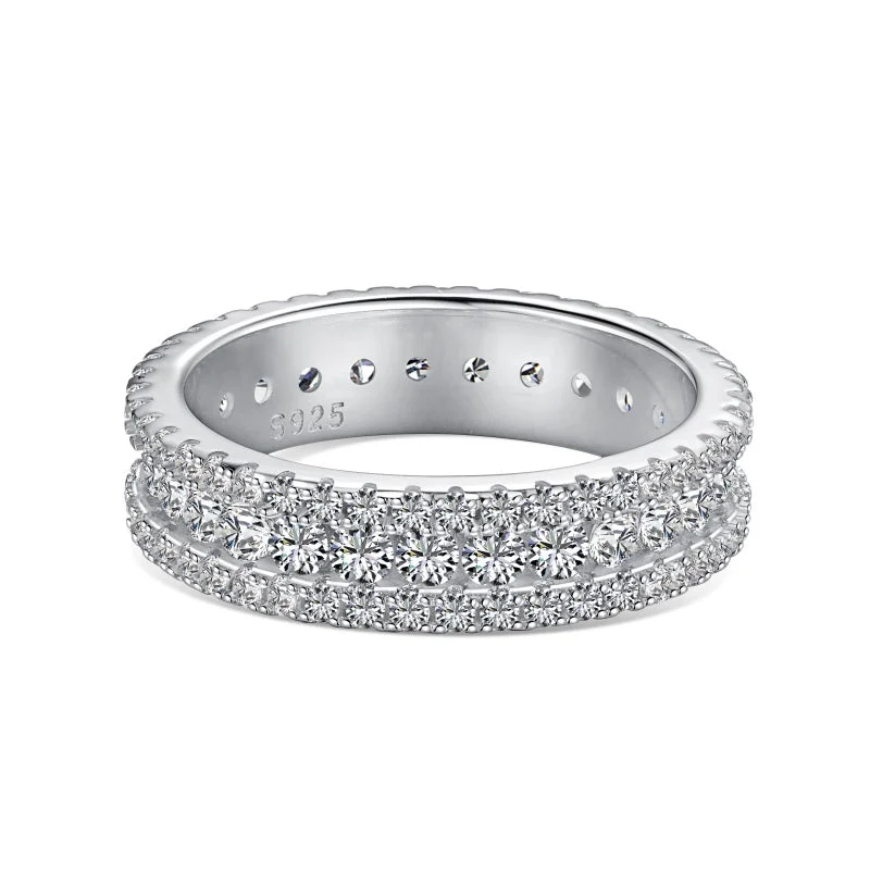 Ladies stackable engagement rings-Silver Luxe Eternity Ring