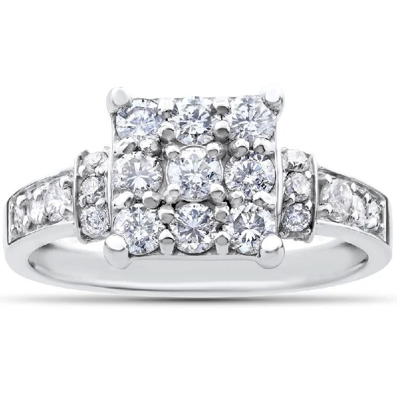 Ladies cushion-shaped engagement rings-10k White Gold 1ct TDW Diamond Engagement Ring