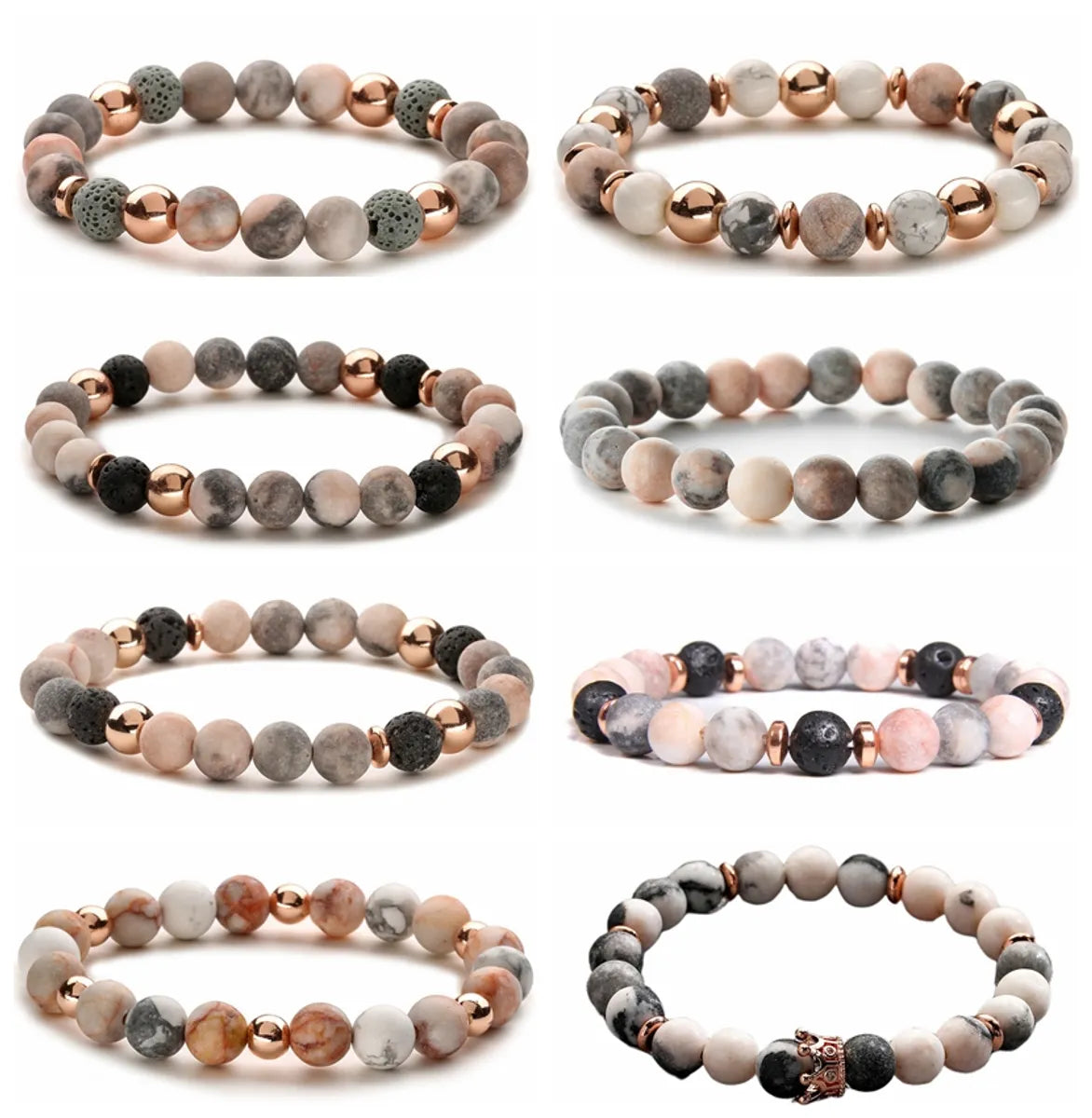 Ladies stackable bangles-Retro Multicolor Natural Stone Beaded Bracelets