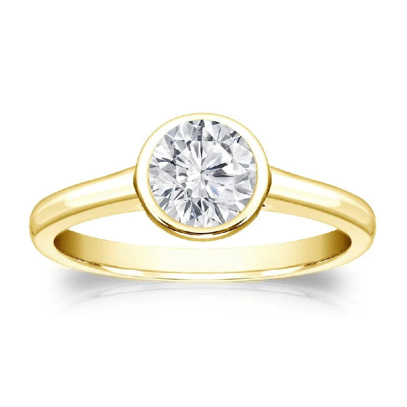 Ladies vintage diamond engagement rings-Auriya 14k Gold 1/2 carat TW Bezel-set Solitaire Diamond Engagement Ring