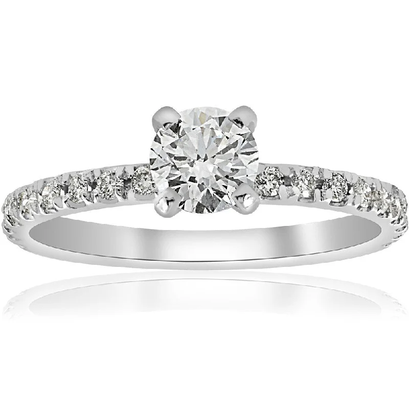 Ladies engagement rings with twist designs-14k White Gold 3/4 ct TDW Diamond Engagement Ring (I/J, I2-I3)