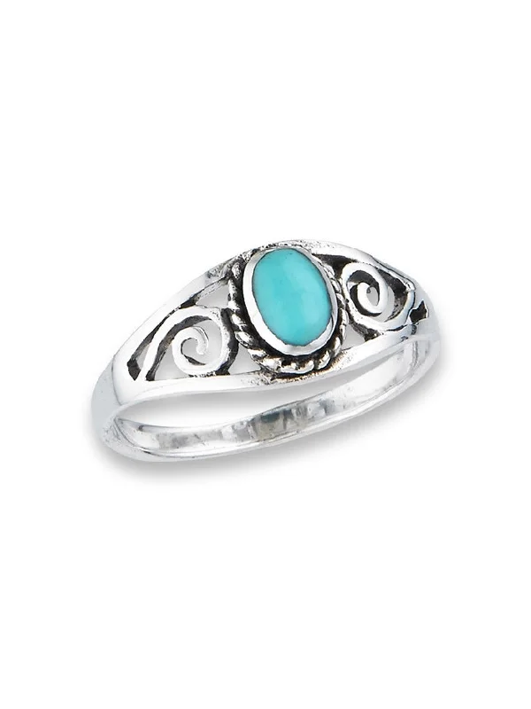 Ladies fancy rings-Turquoise Scroll Ring