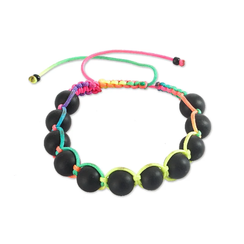 Ladies minimalist bangles-Novica Handmade Vivid Bonds Recycled Glass Beaded Bracelet