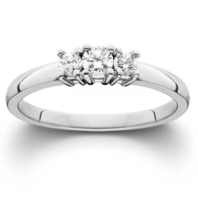 Ladies engagement rings with twist designs-1/4ct Diamond 3-Stone Engagement Ring Three Stone Anniversary White Gold 7