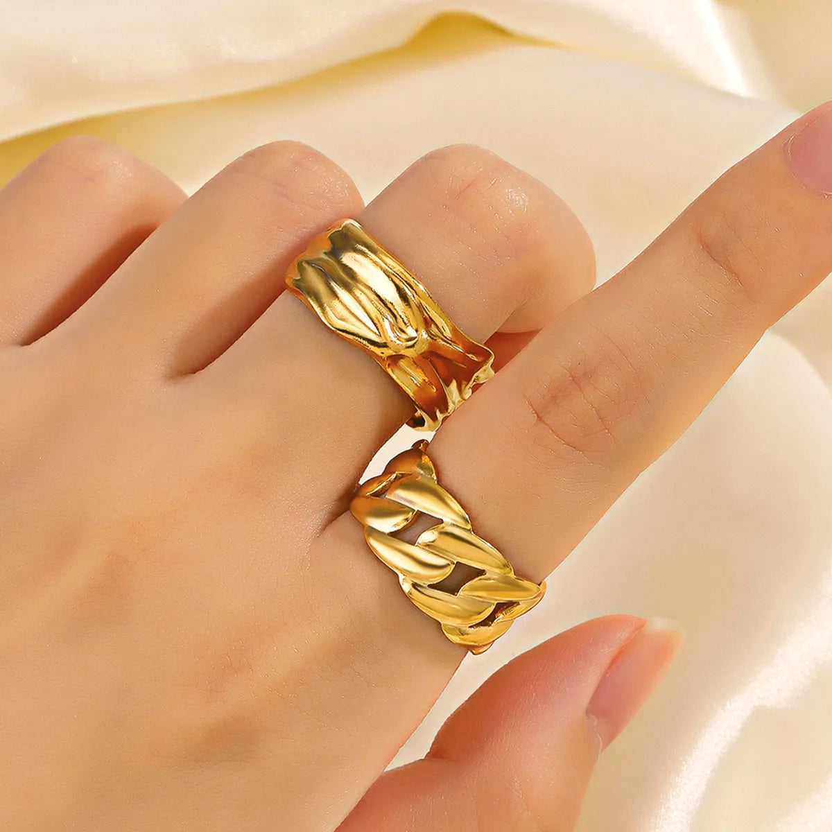 Ladies pear-shaped rings-Ig Style Round Stainless Steel Plating 18k Gold Plated Open Rings