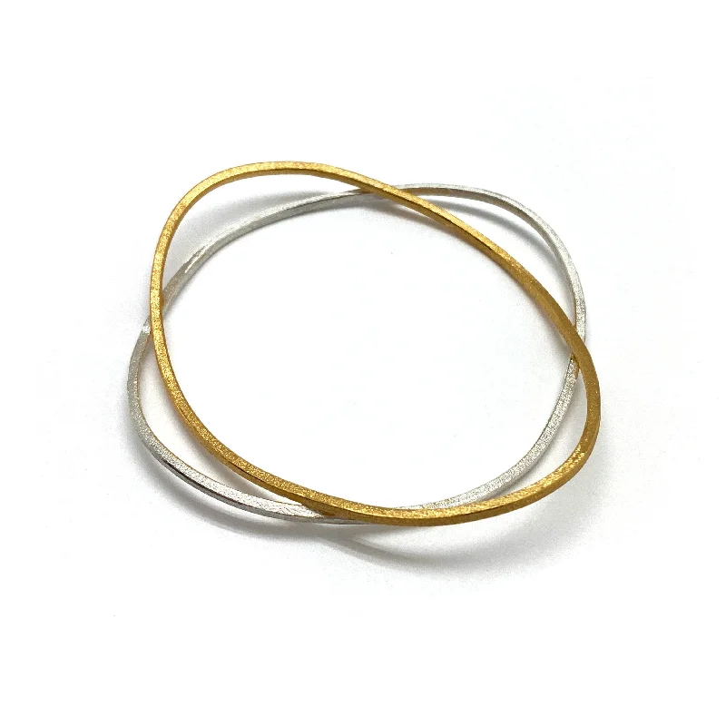 Ladies elegant bangles-Overlapping Silver and Gold Bracelet