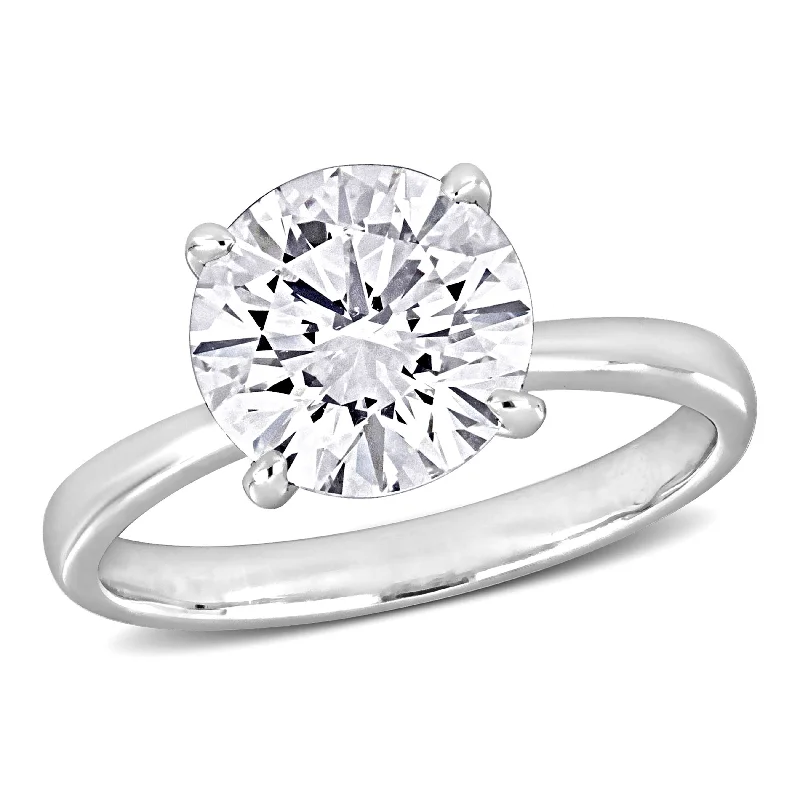 Ladies channel-set engagement rings-Created Forever by Miadora 3 1/8ct TW Lab-Grown Diamond Solitaire Engagement Ring in 14k White Gold