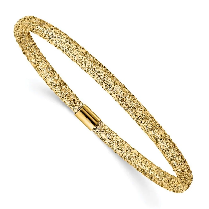 Ladies adjustable bracelets-Curata 14k Yellow Gold Stretch Mesh Bracelet